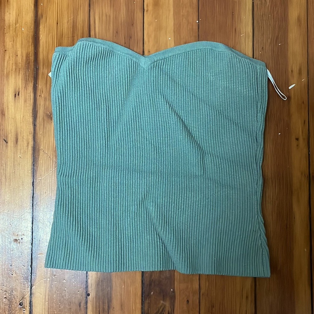 Babaton, green, strapless, body con top